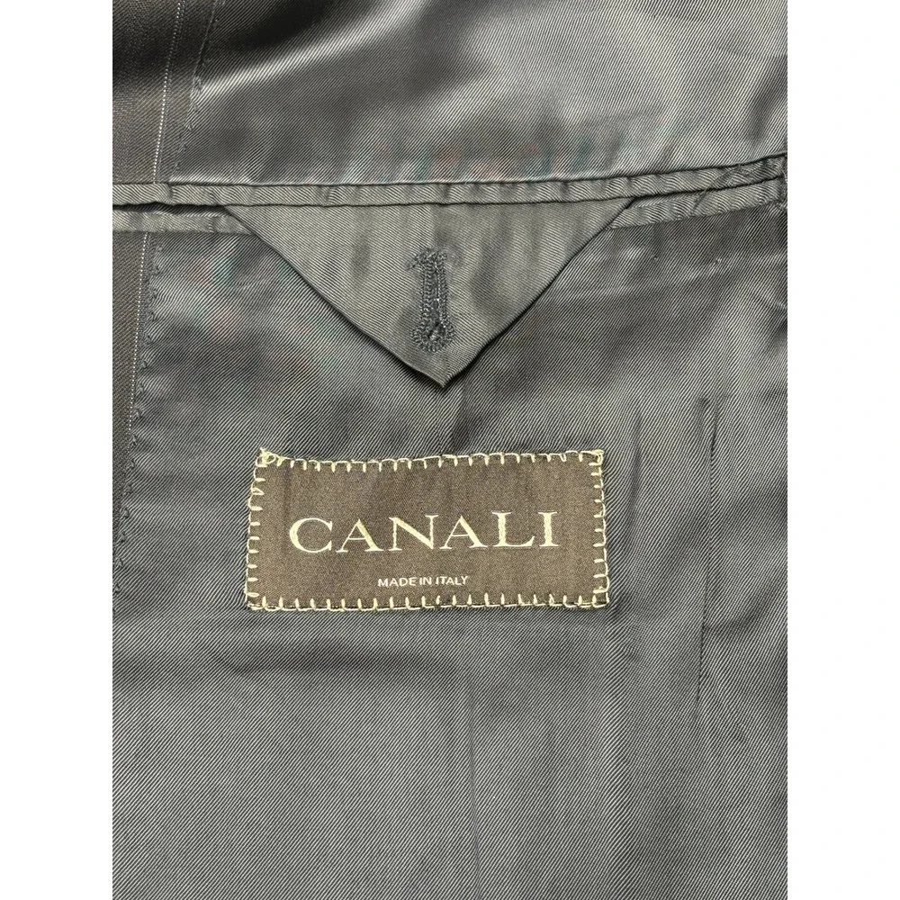 Canali‎ Mens Navy Blue Pinstripe Wool 3 Button Blazer Italy 56R UK 46 US